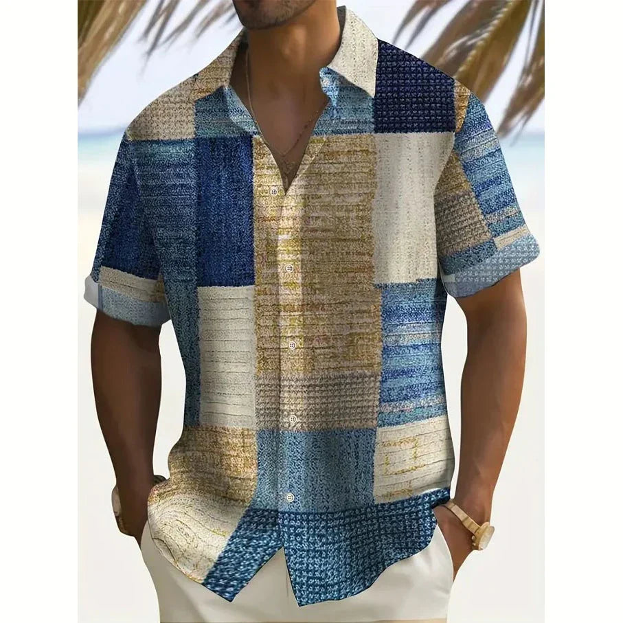 Retro Button-Down Casual Shirt for Men