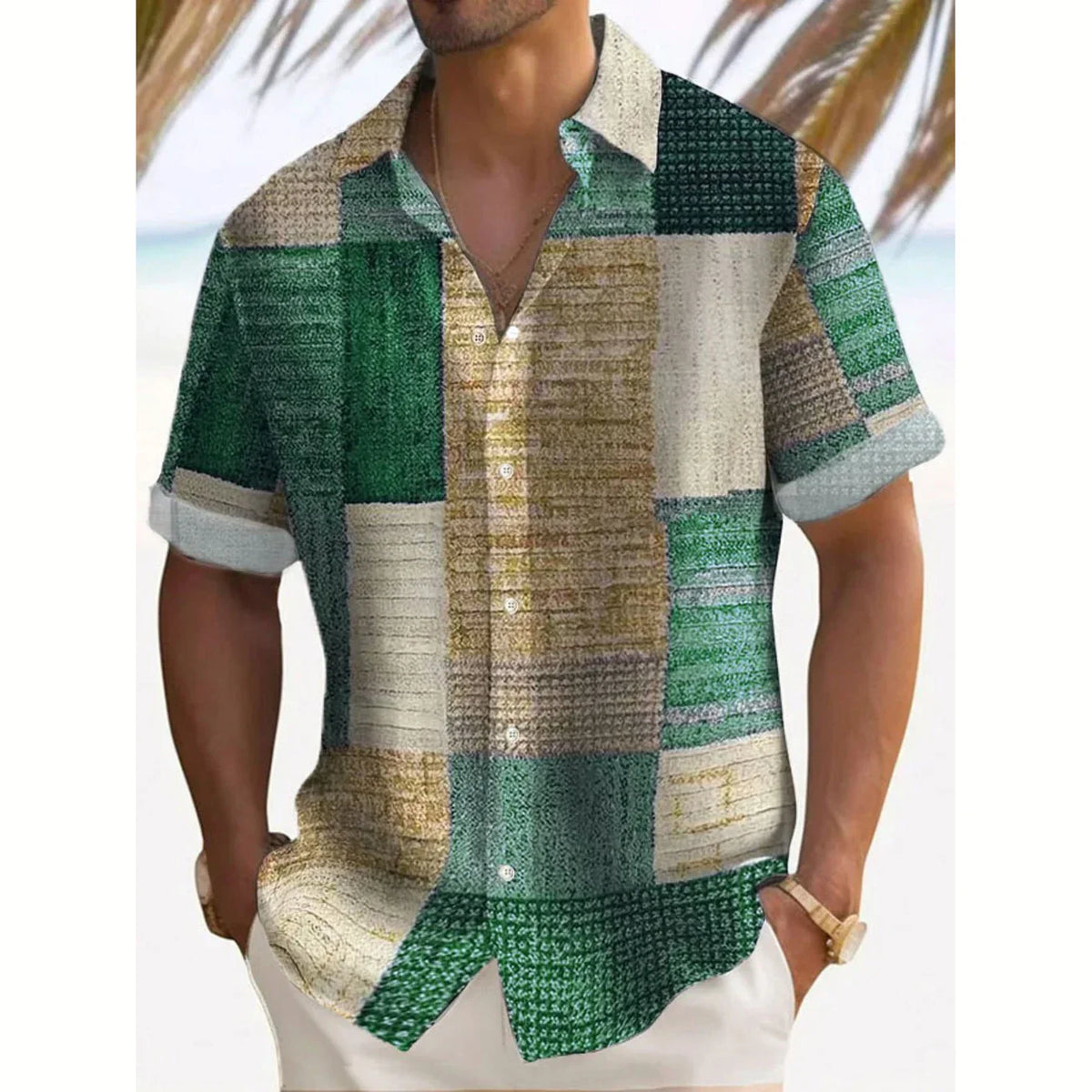 Retro Button-Down Casual Shirt for Men
