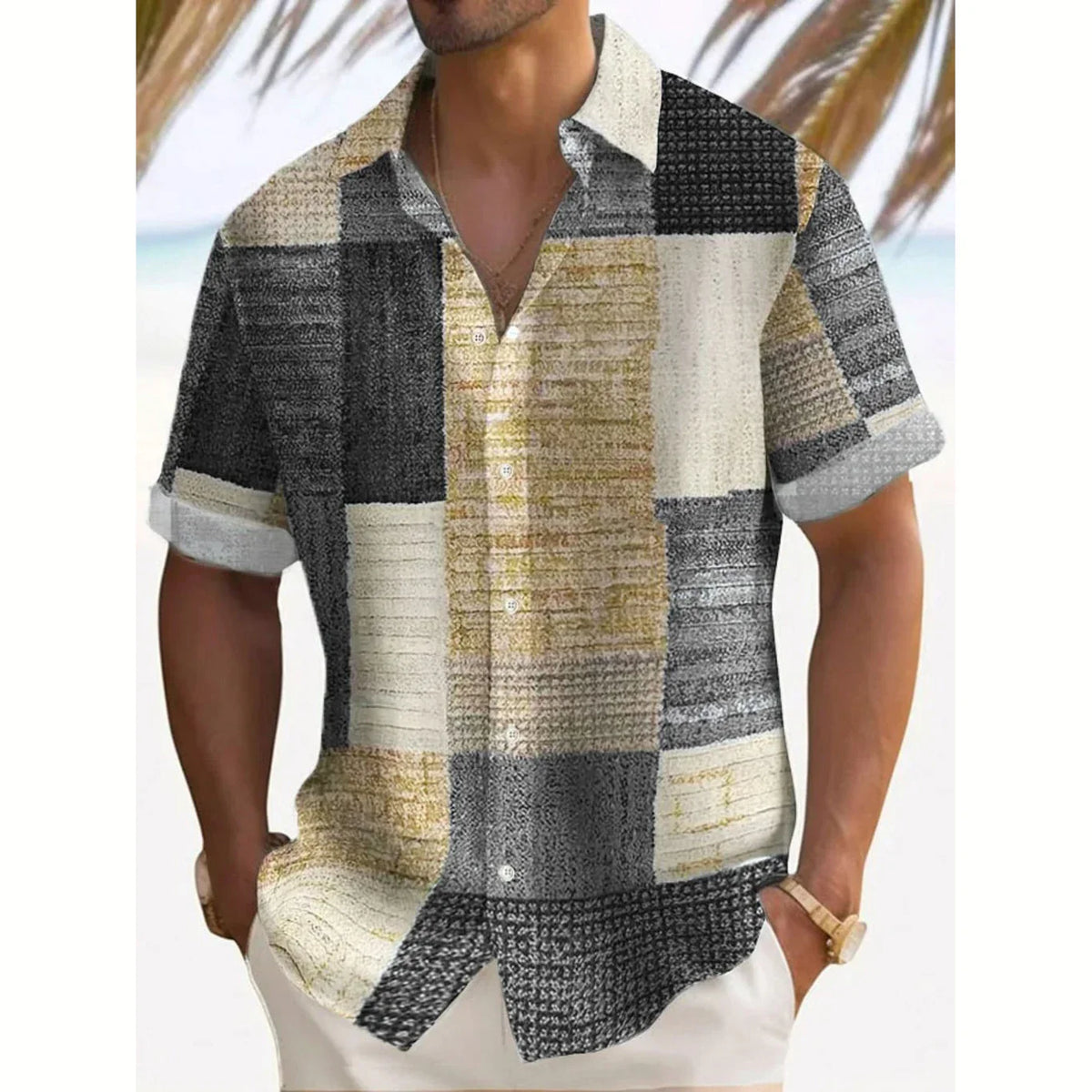 Retro Button-Down Casual Shirt for Men