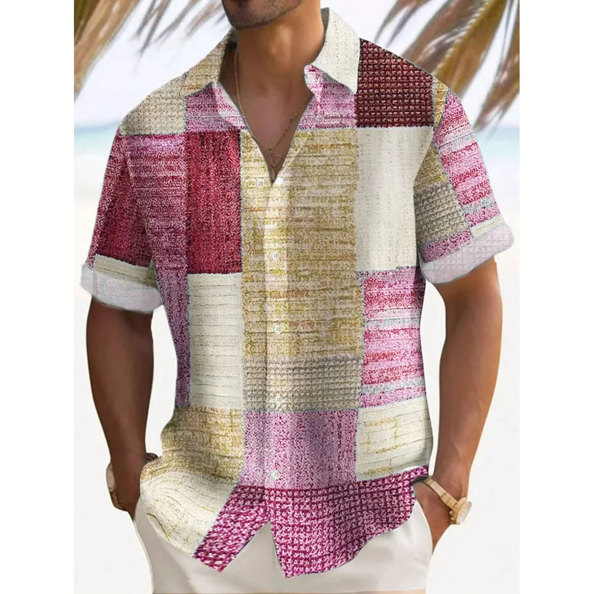 Retro Button-Down Casual Shirt for Men