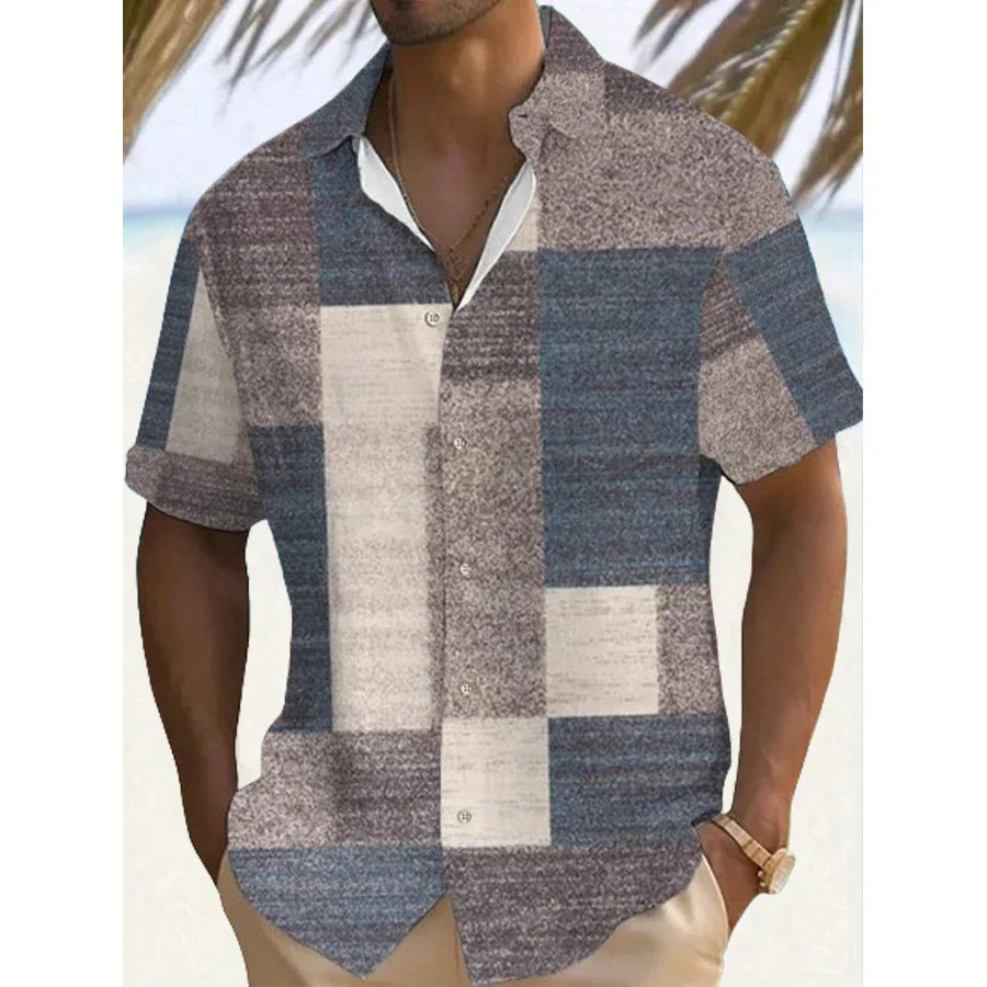 Retro Button-Down Casual Shirt for Men
