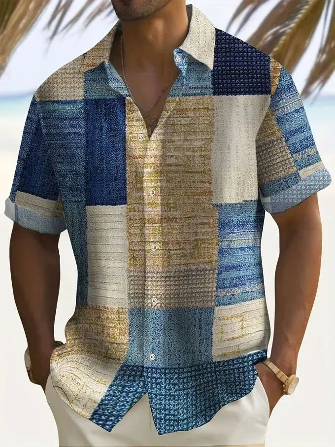 Retro Button-Down Casual Shirt for Men
