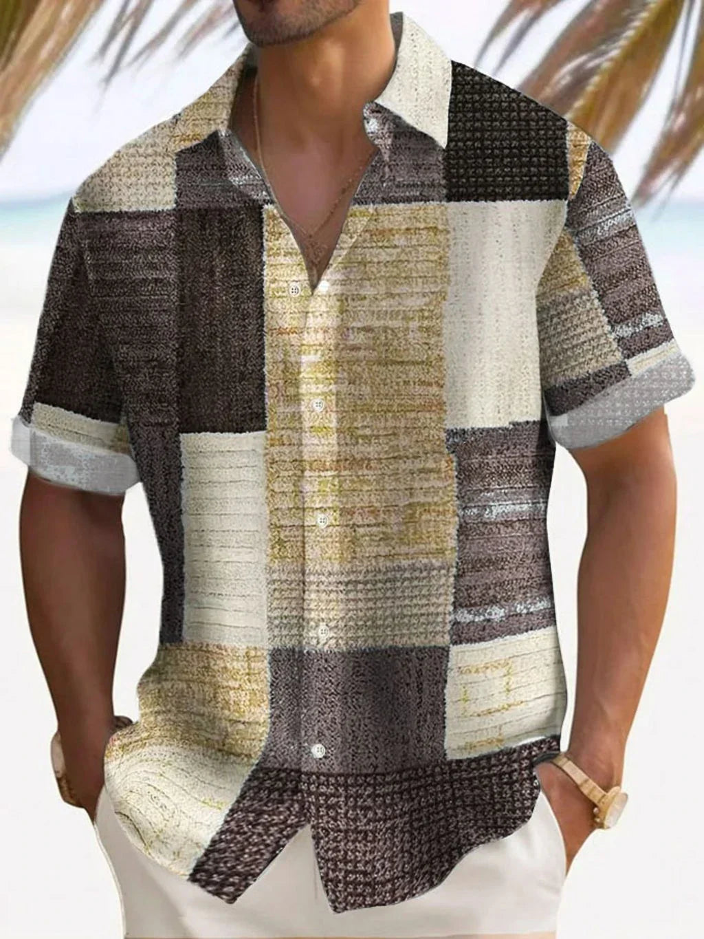 Retro Button-Down Casual Shirt for Men