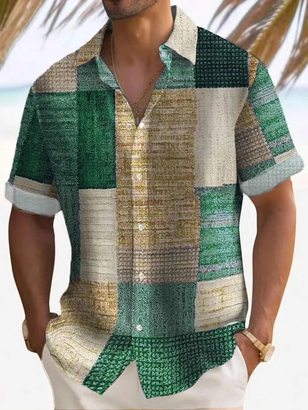 Retro Button-Down Casual Shirt for Men
