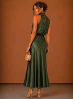 Satin Halter Maxi Dress for Women