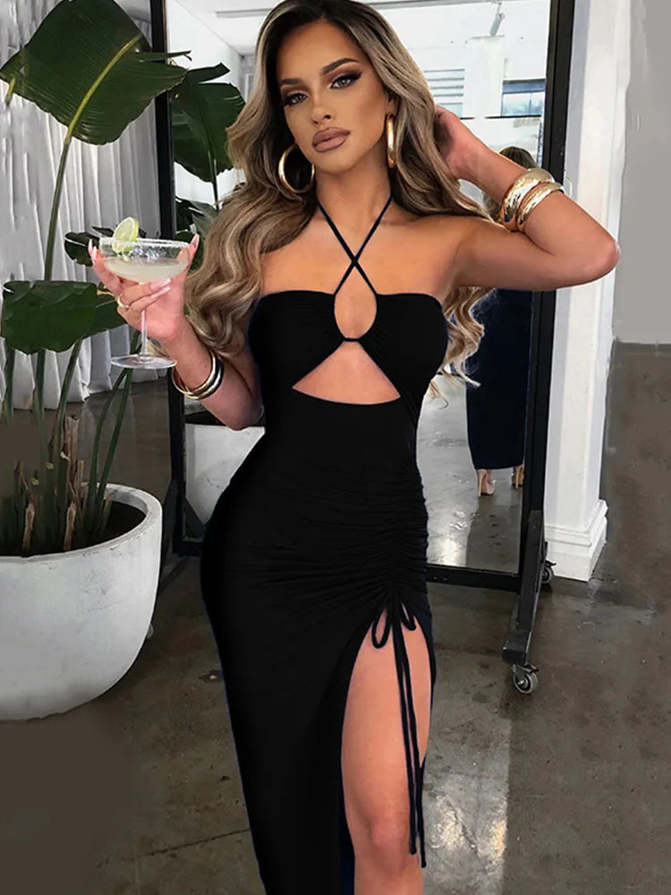 Sleeveless Backless Bodycon Midi Dress for Women