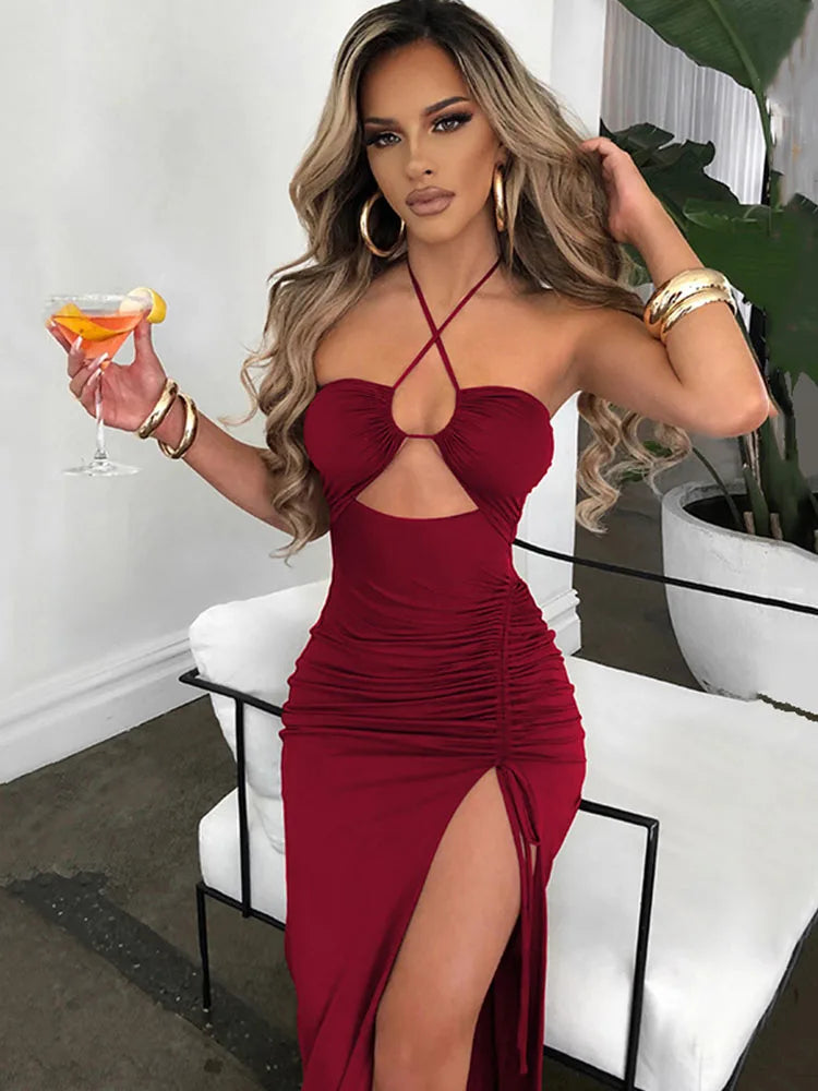 Sleeveless Backless Bodycon Midi Dress for Women