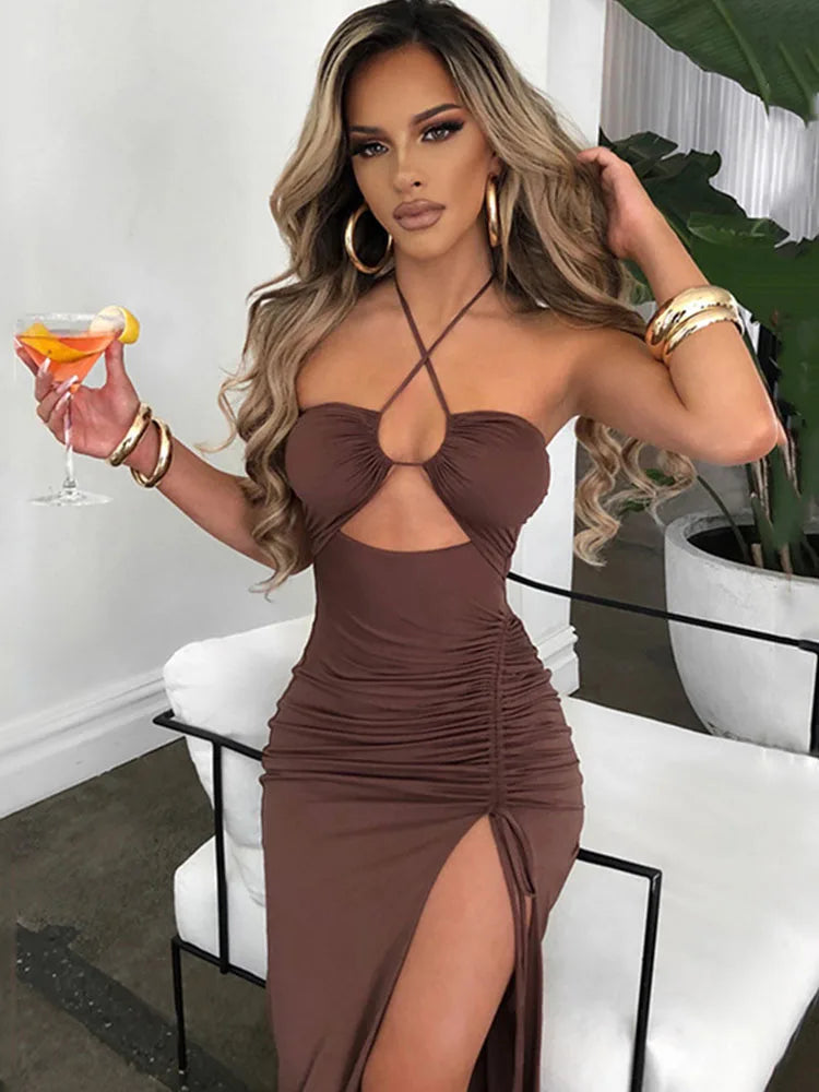 Sleeveless Backless Bodycon Midi Dress for Women