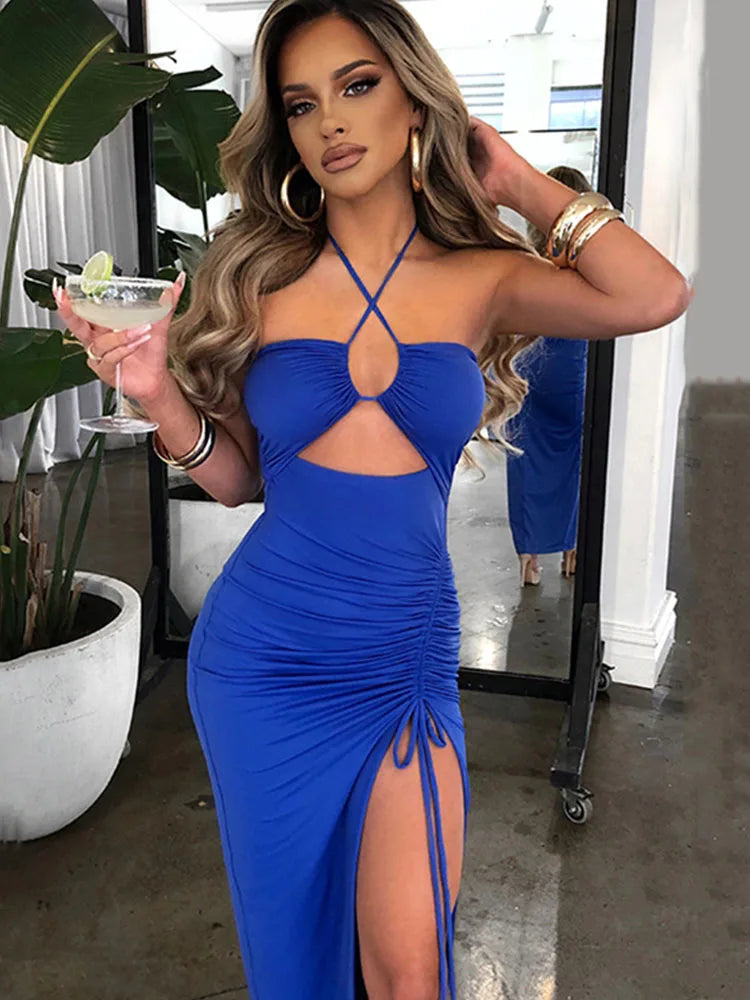 Sleeveless Backless Bodycon Midi Dress for Women