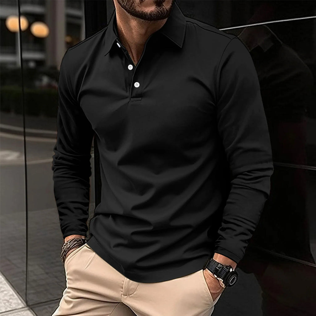Smart Casual Long-Sleeved Polo Shirt for Men