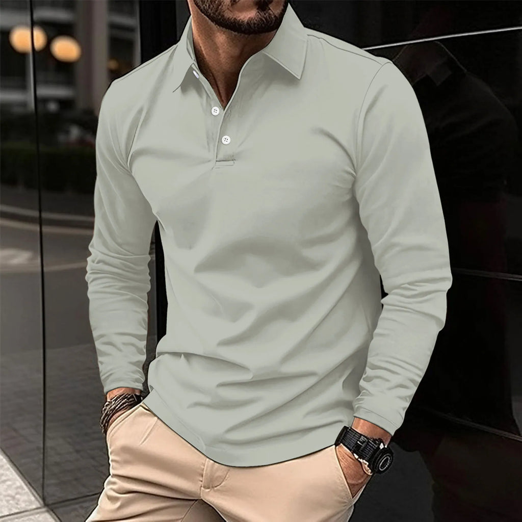 Smart Casual Long-Sleeved Polo Shirt for Men