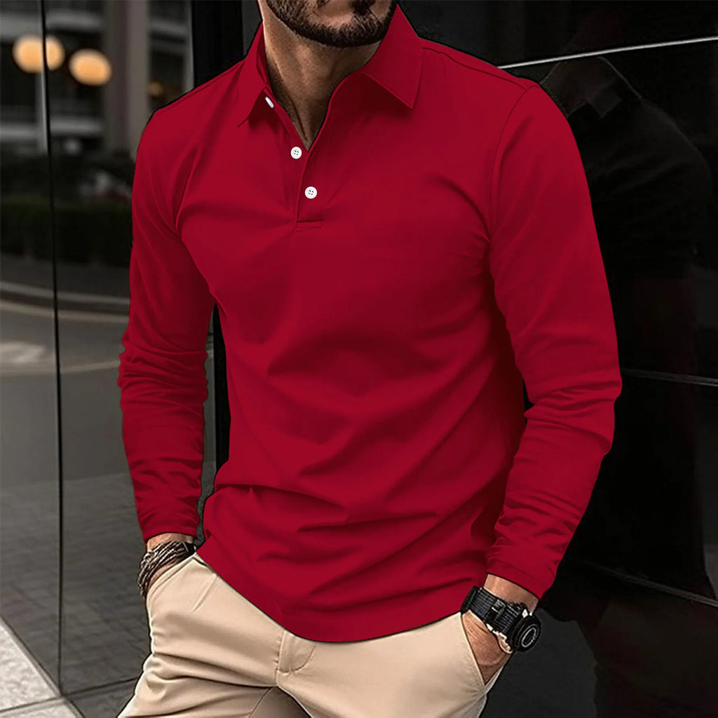 Smart Casual Long-Sleeved Polo Shirt for Men