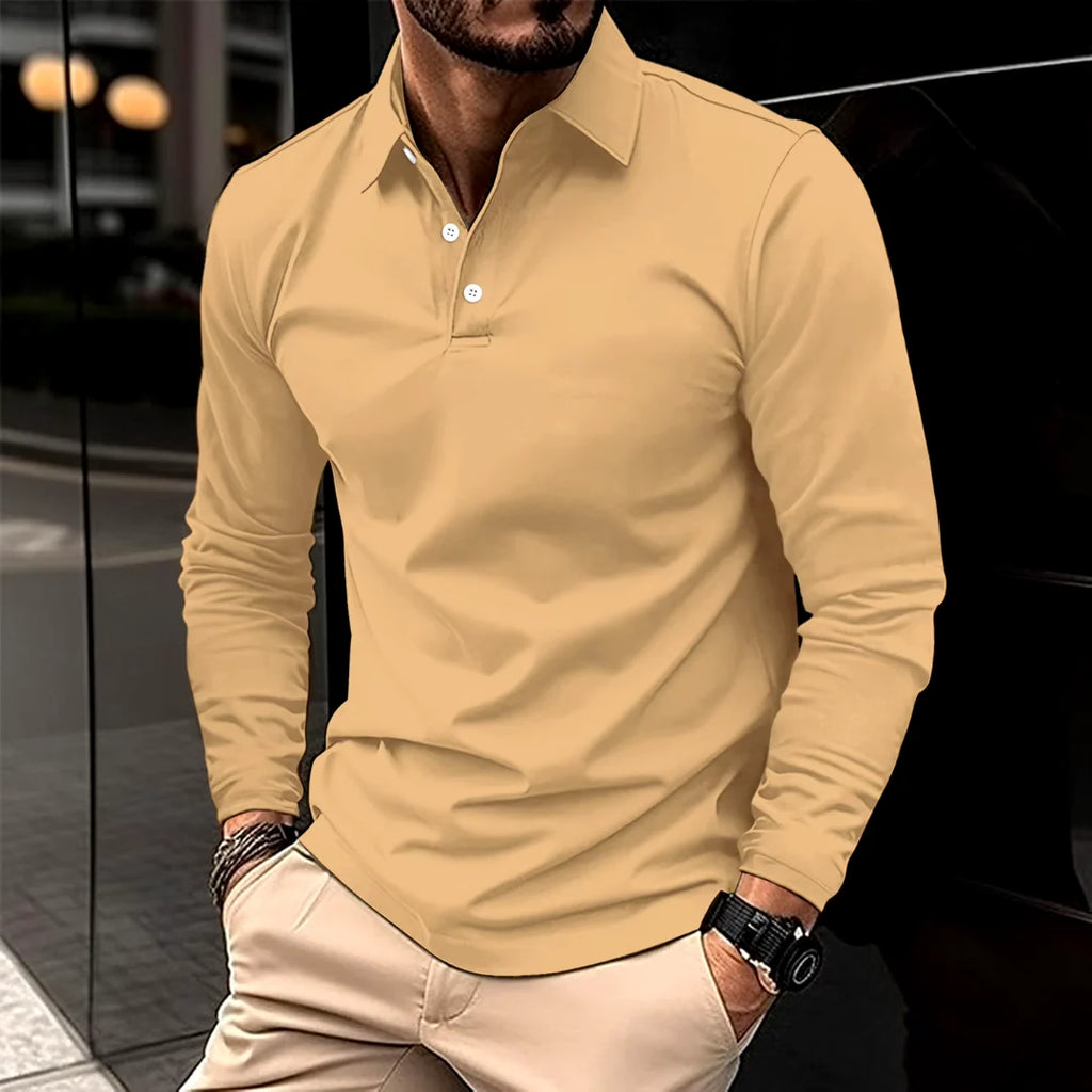 Smart Casual Long-Sleeved Polo Shirt for Men