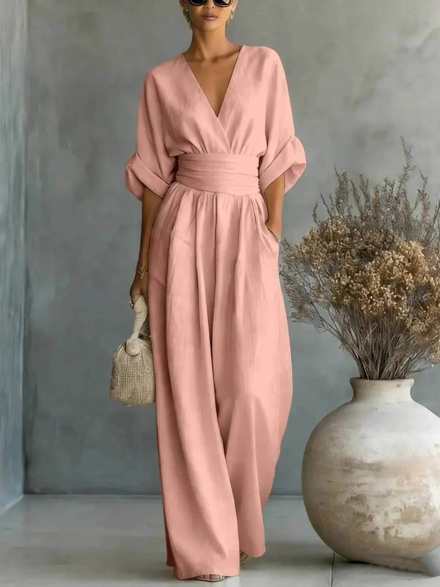 Sophia Merriweather Wide-Leg Linen Jumpsuit