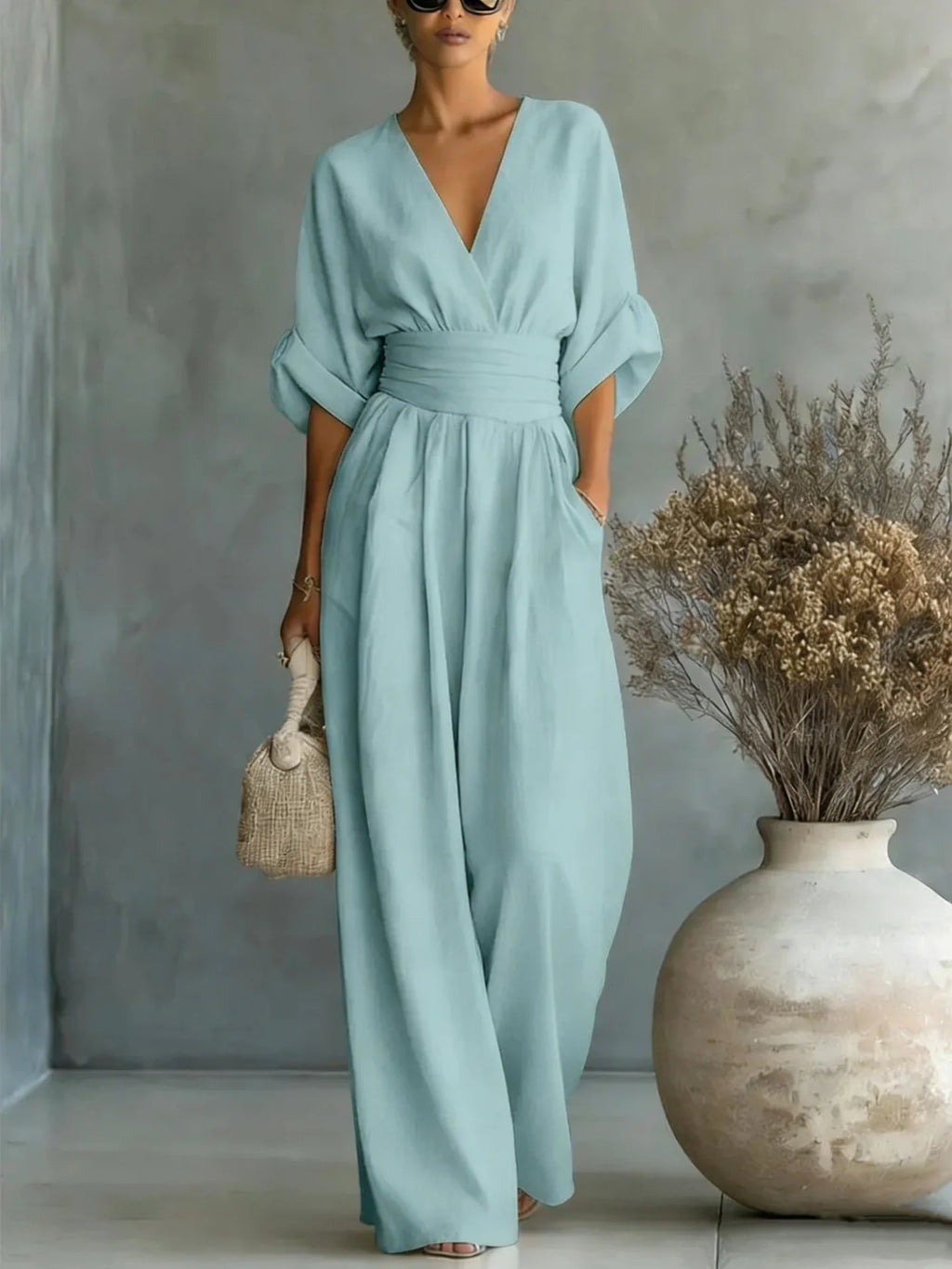 Sophia Merriweather Wide-Leg Linen Jumpsuit