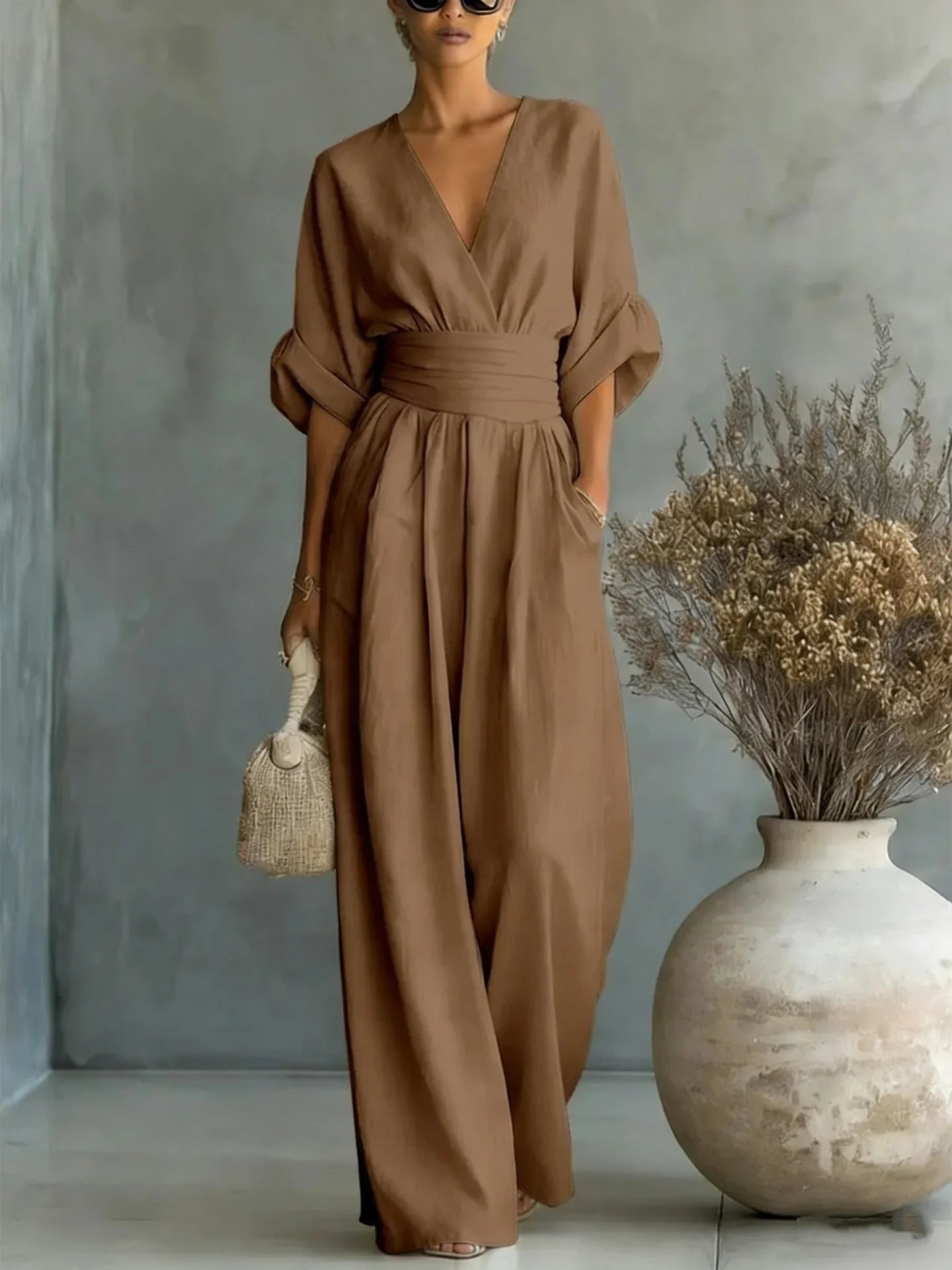 Sophia Merriweather Wide-Leg Linen Jumpsuit