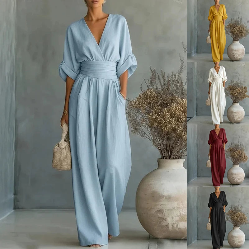 Sophia Merriweather Wide-Leg Linen Jumpsuit