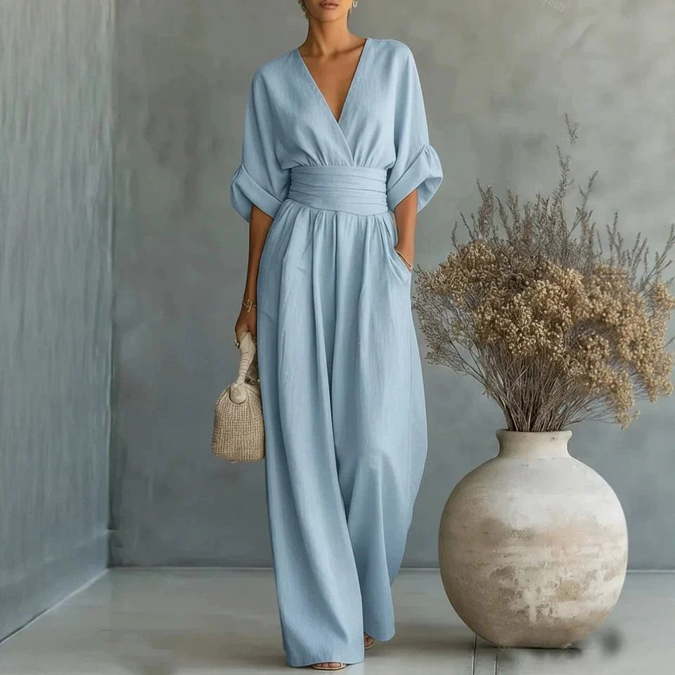 Sophia Merriweather Wide-Leg Linen Jumpsuit