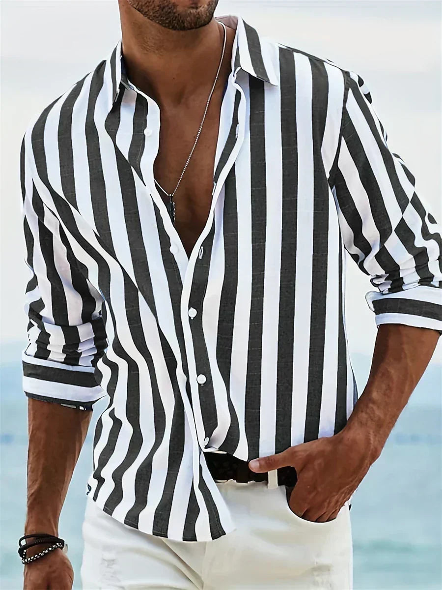 Striped Relaxed-Fit Casual Shirt for Men