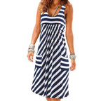 Striped Sleeveless Loose Midi Sundress for Women