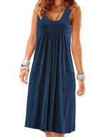 Striped Sleeveless Loose Midi Sundress for Women