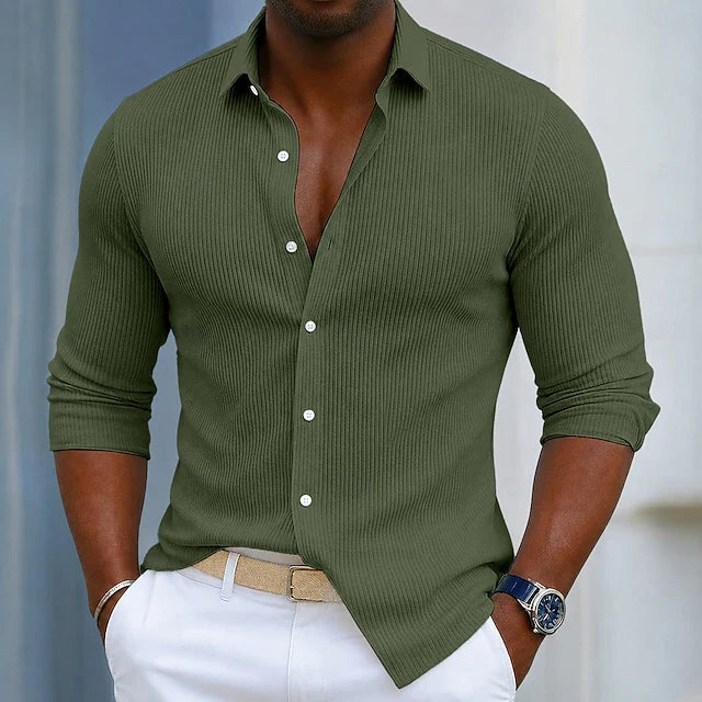 Textured Long-Sleeve Shirt for Men