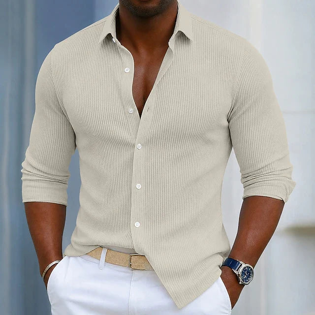 Textured Long-Sleeve Shirt for Men