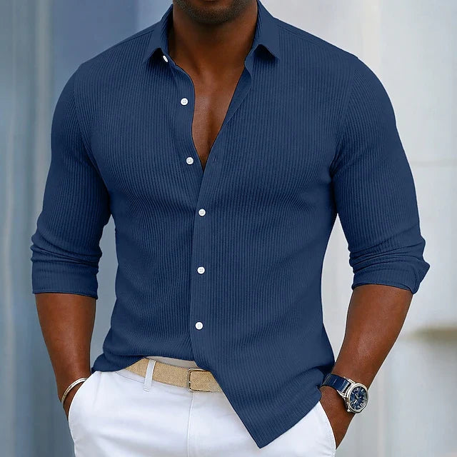 Textured Long-Sleeve Shirt for Men