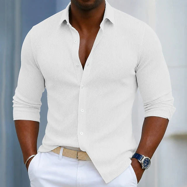 Textured Long-Sleeve Shirt for Men