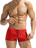 Trendy Zipper Boxer Swim Trunks for Men