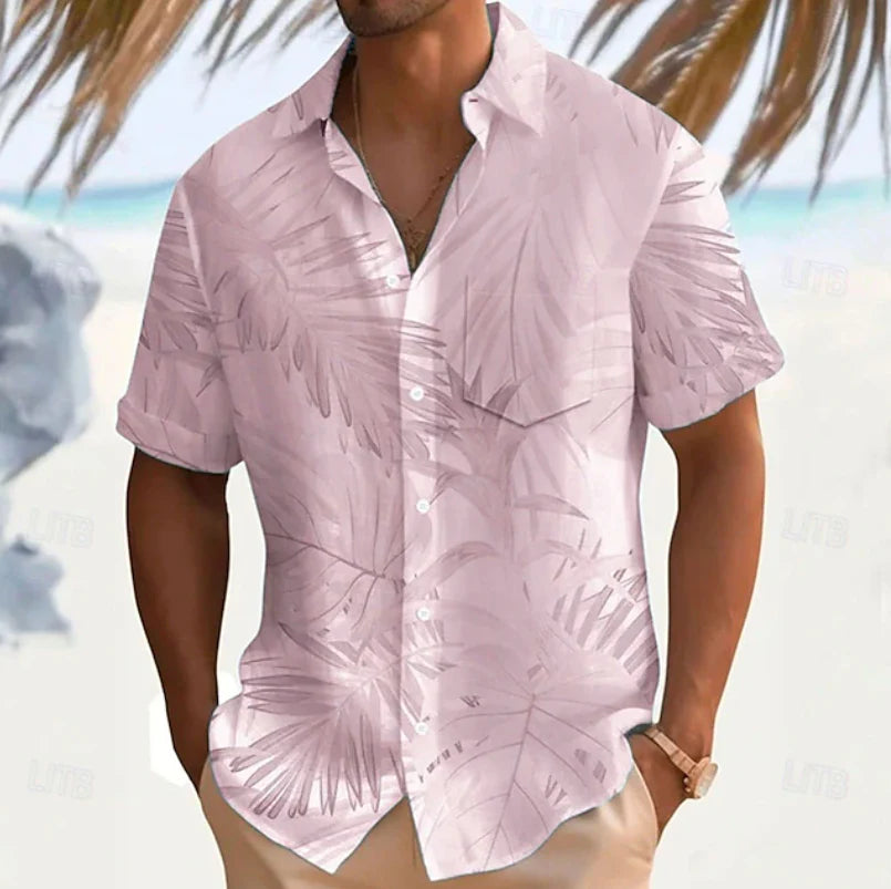 Tropical Print Short-Sleeve Shirt for Men