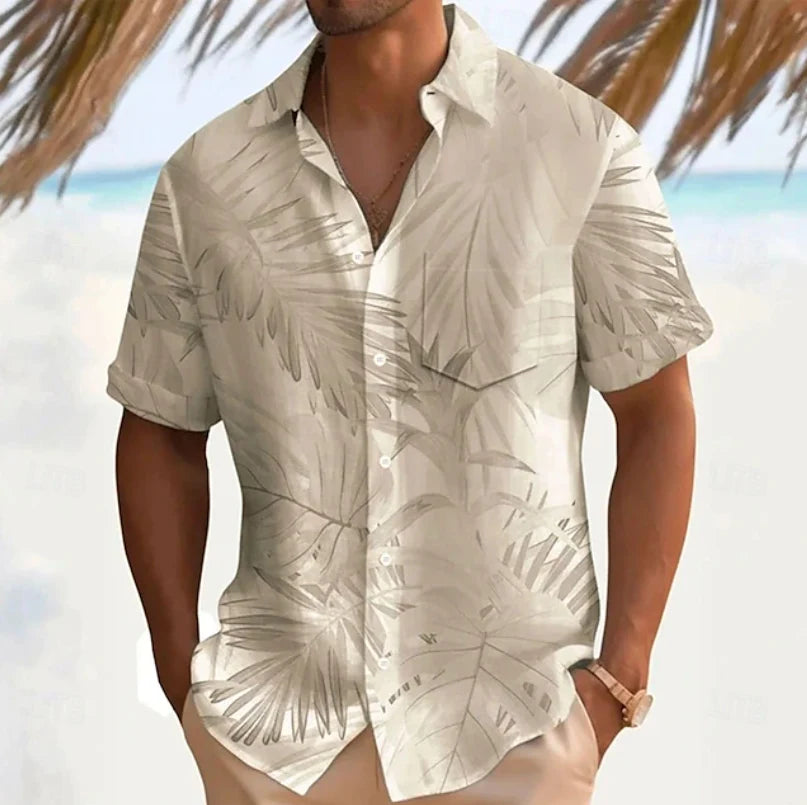Tropical Print Short-Sleeve Shirt for Men
