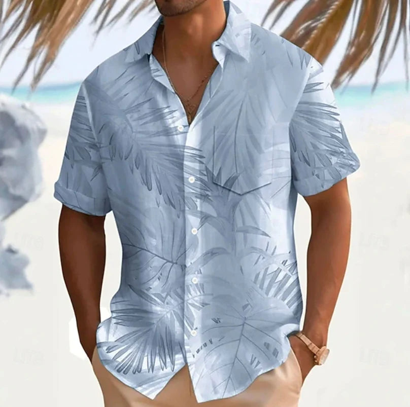 Tropical Print Short-Sleeve Shirt for Men