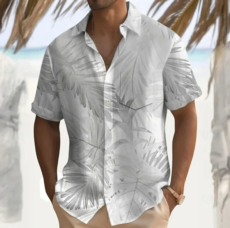 Tropical Print Short-Sleeve Shirt for Men