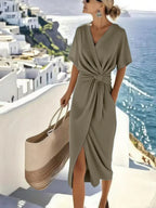 Twist Front Wrap Midi Dress for Women