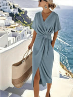 Twist Front Wrap Midi Dress for Women