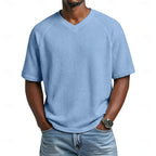 V-Neck Short Sleeve Waffle Shirt for Men