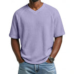 V-Neck Short Sleeve Waffle Shirt for Men