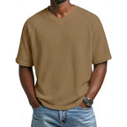 V-Neck Short Sleeve Waffle Shirt for Men