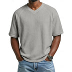 V-Neck Short Sleeve Waffle Shirt for Men