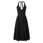 Women's Backless Halter Midi Dress