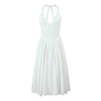 Women's Backless Halter Midi Dress