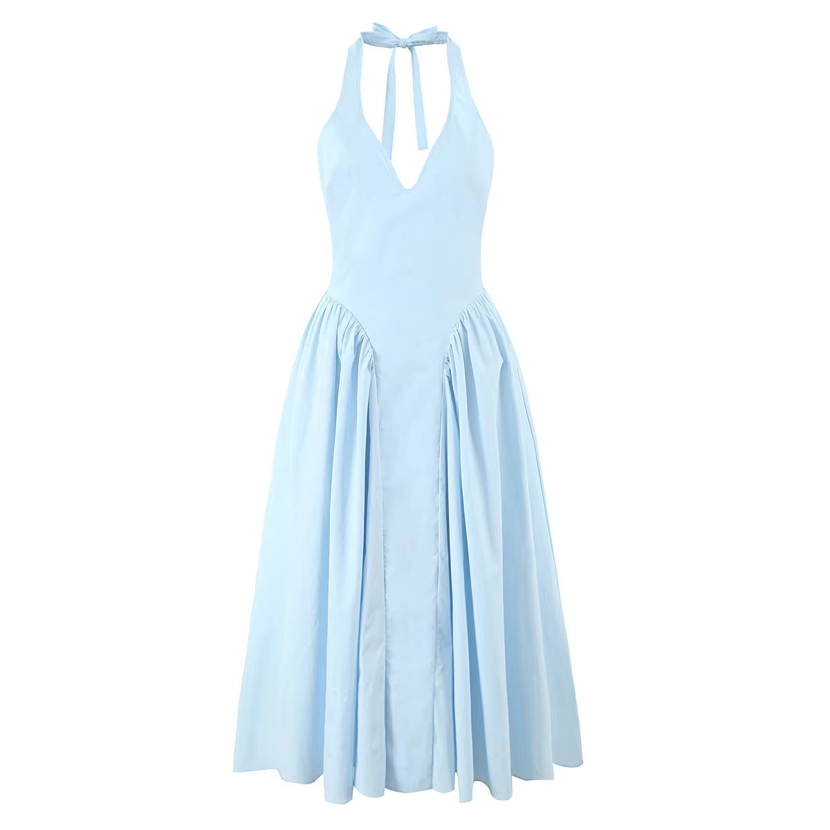 Women's Backless Halter Midi Dress
