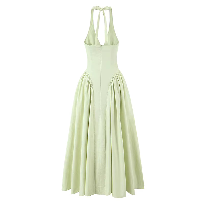 Women's Backless Halter Midi Dress