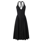 Women's Backless Halter Midi Dress