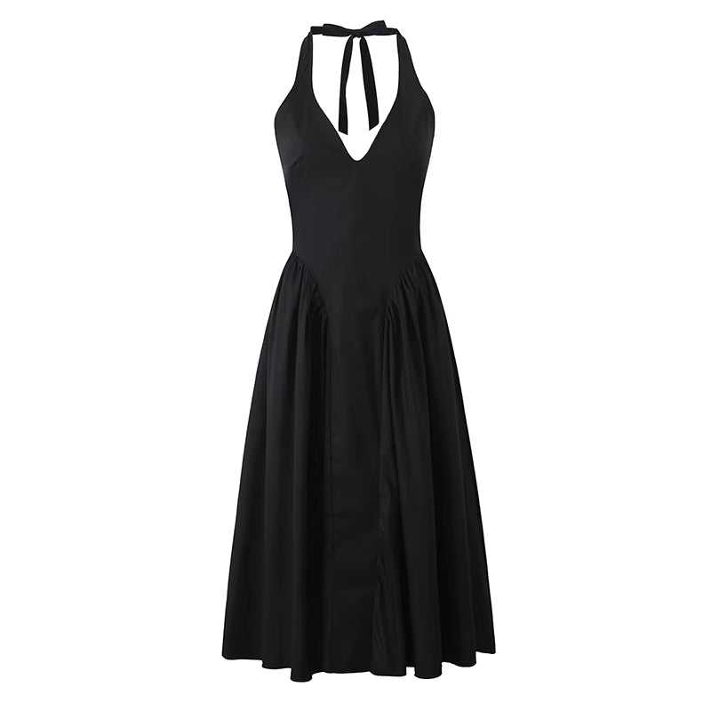 Women's Backless Halter Midi Dress