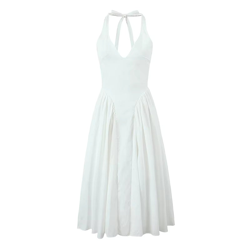 Women's Backless Halter Midi Dress