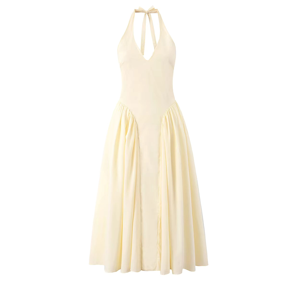 Women's Backless Halter Midi Dress
