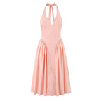 Women's Backless Halter Midi Dress