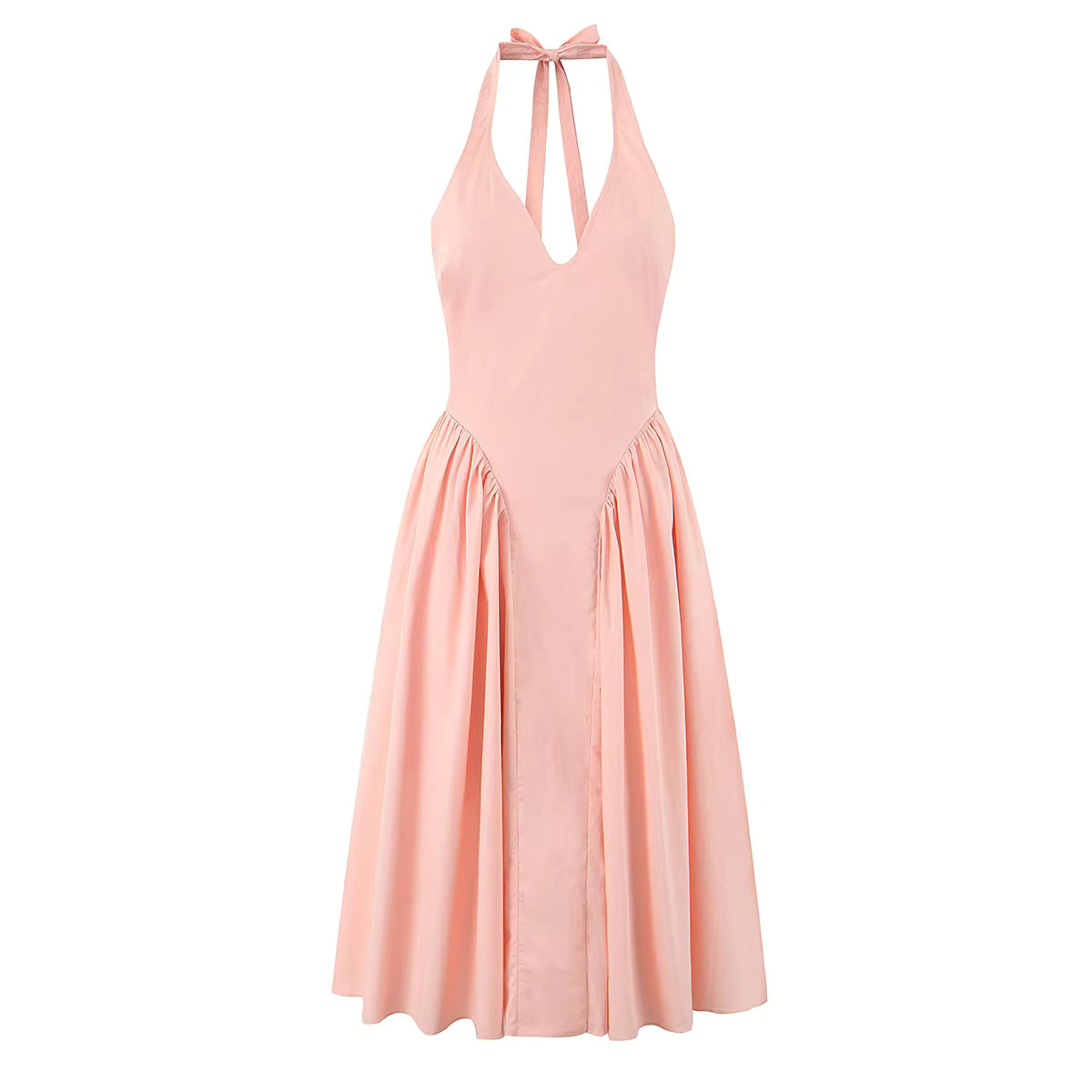 Women's Backless Halter Midi Dress